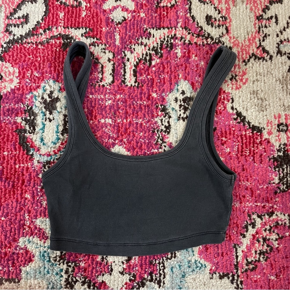 zara black cropped ribbed tank top